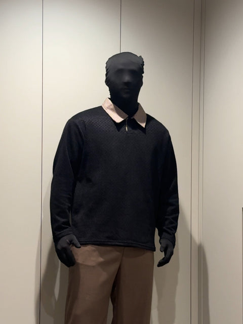 LYOCELL AIR-LAYER HOUNDSTOOTH POLO SWEATER ST5132
