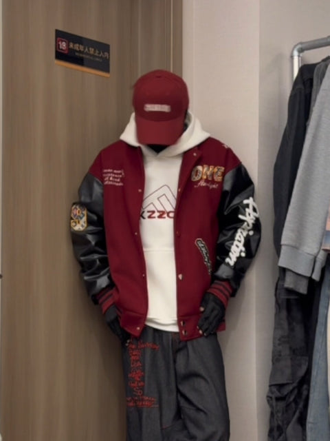 BASEBALL COLLAR EMBROIDERED JACKET TT072