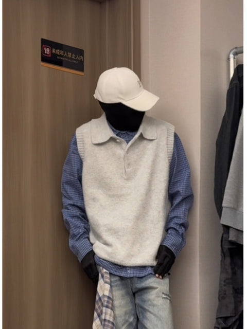 SLEEVELESS POLO KNIT VEST TT089
