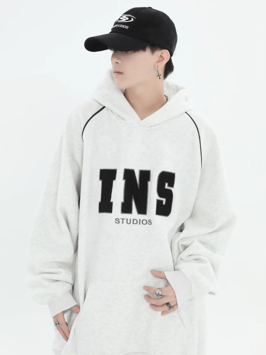 [INSstudios] AMERICAN FLOCKED LOGO HOODED ST560