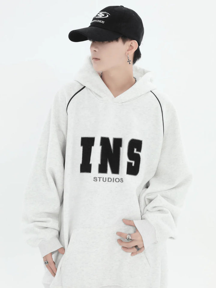 [INSstudios] AMERICAN FLOCKED LOGO HOODED ST560