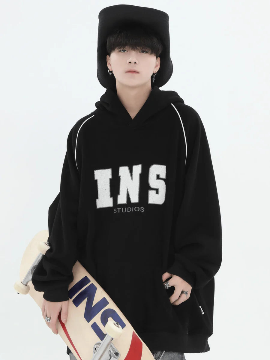 [INSstudios] AMERICAN FLOCKED LOGO HOODED ST560