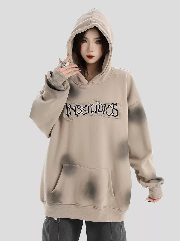 [INSstudios] SPRAY PAINT LOGO LOOSE HOODIE ST1199
