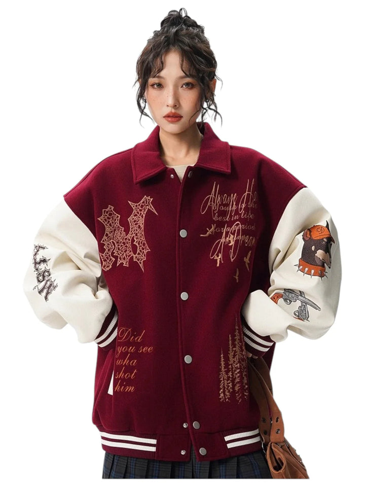 [W.K] PATCHED VARSITY EMBROIDERED JACKET st5030