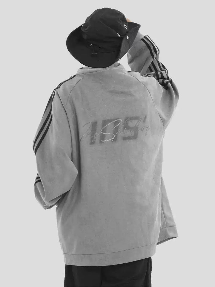 [INSstudios] STRIPED CASUAL ZIPPER JACKET ST1196