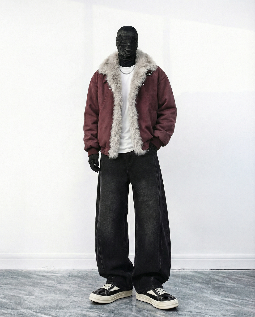 인조 스웨이드 퍼 트림 패디드 재킷 st5087