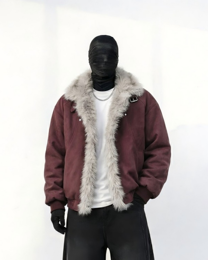 인조 스웨이드 퍼 트림 패디드 재킷 st5087