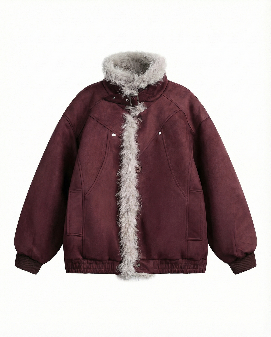 인조 스웨이드 퍼 트림 패디드 재킷 st5087