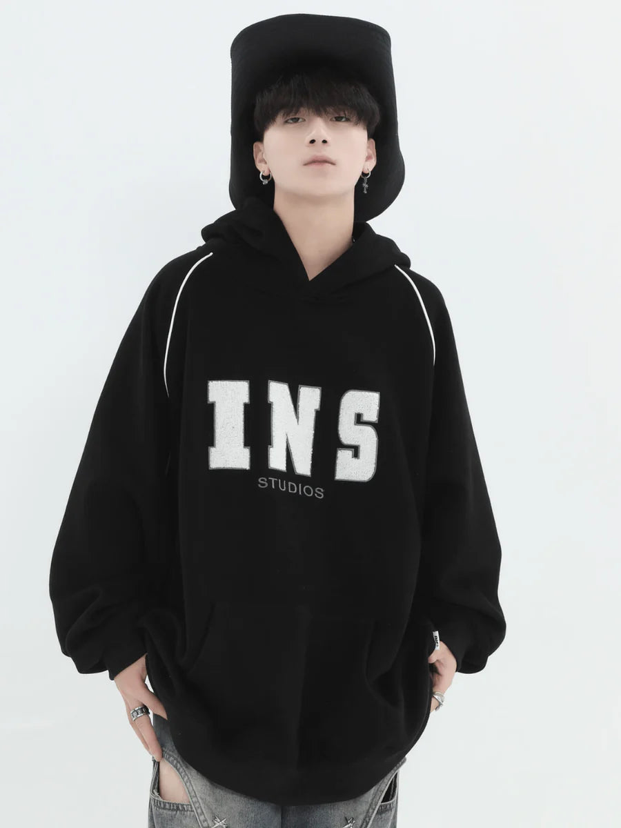 [INSstudios] AMERICAN FLOCKED LOGO HOODED ST560