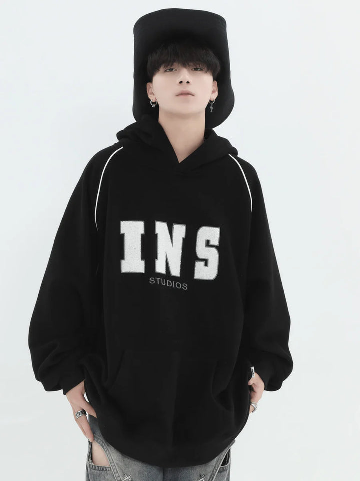 [INSstudios] AMERICAN FLOCKED LOGO HOODED ST560