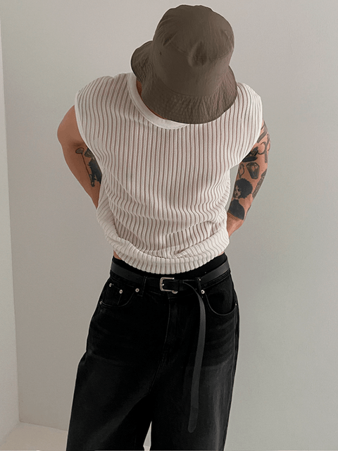 ROUND NECK SLEEVELESS T-SHIRT st1679