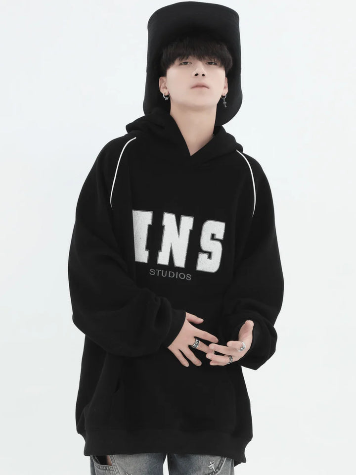 [INSstudios] AMERICAN FLOCKED LOGO HOODED ST560