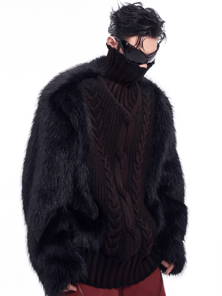 [STARTEXCEEDEND] Fur turtleneck sweater st2795