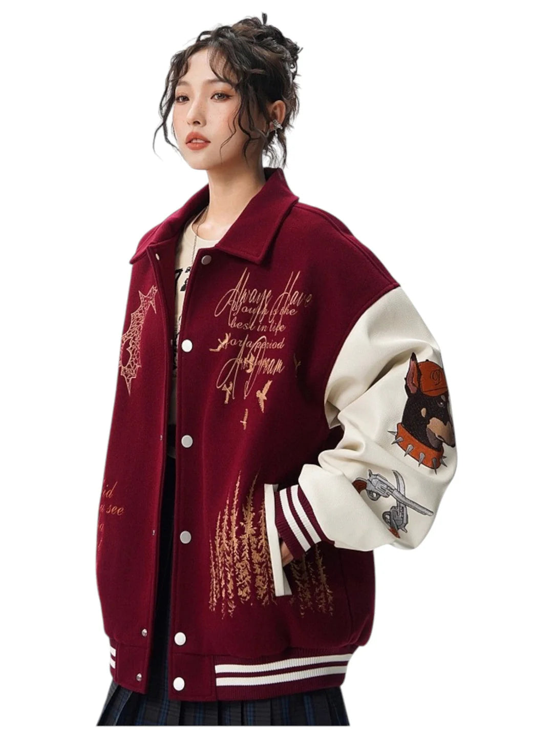 [W.K] PATCHED VARSITY EMBROIDERED JACKET st5030