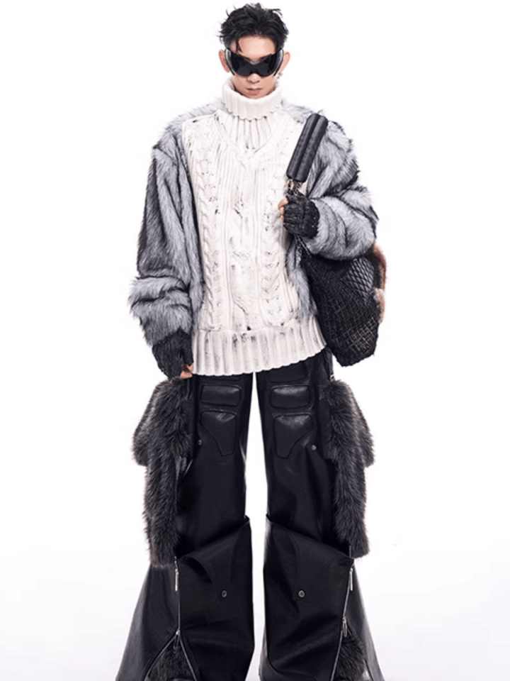 [STARTEXCEEDEND] Fur turtleneck sweater st2795