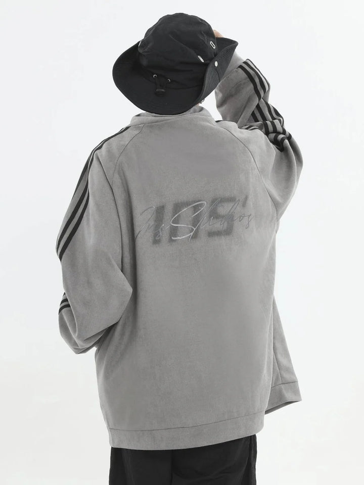 [INSstudios] STRIPED CASUAL ZIPPER JACKET ST1196