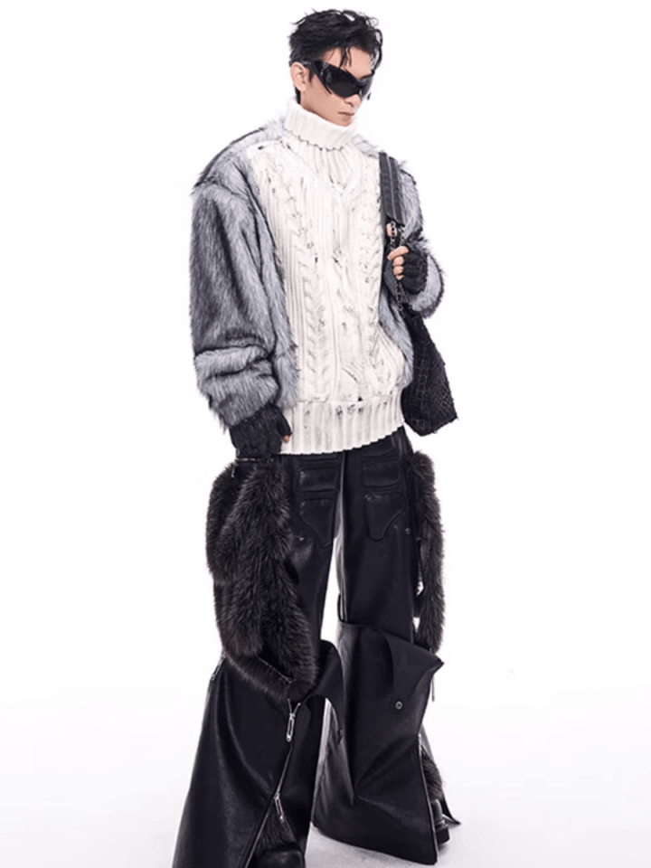 [STARTEXCEEDEND] Fur turtleneck sweater st2795