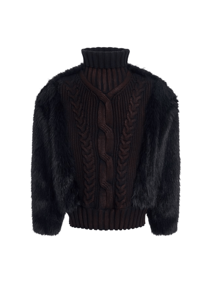 [STARTEXCEEDEND] Fur turtleneck sweater st2795