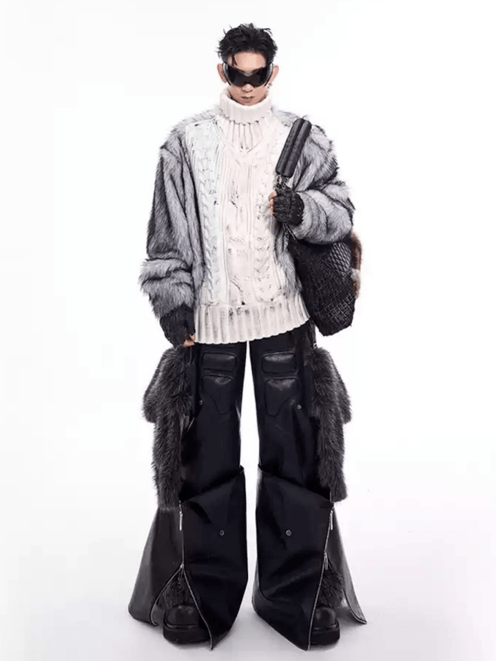 [STARTEXCEEDEND] Fur turtleneck sweater st2795