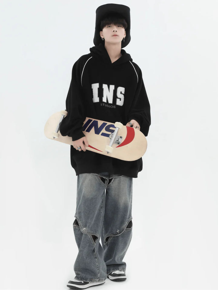 [INSstudios] AMERICAN FLOCKED LOGO HOODED ST560