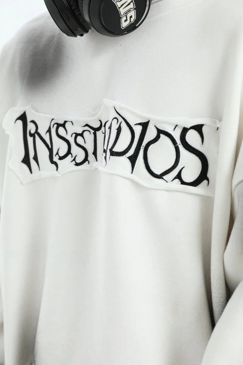 [INSstudios] SPRAY PAINT LOGO LOOSE HOODIE ST1199