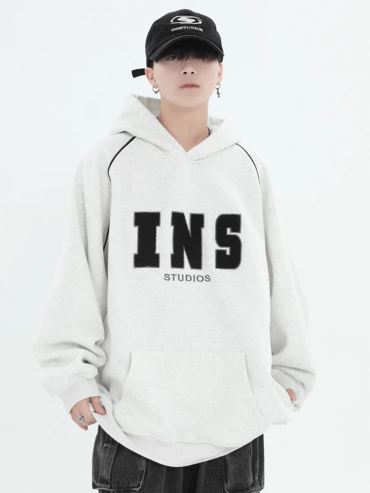 [INSstudios] AMERICAN FLOCKED LOGO HOODED ST560