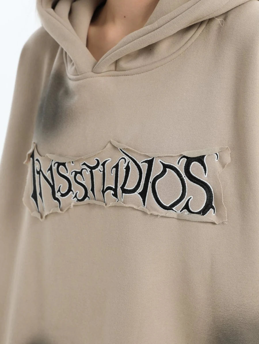 [INSstudios] SPRAY PAINT LOGO LOOSE HOODIE ST1199