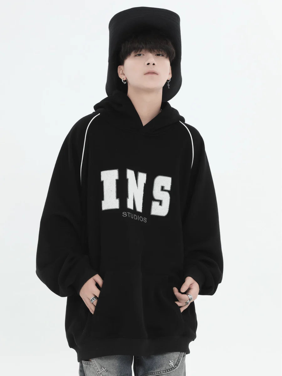 [INSstudios] AMERICAN FLOCKED LOGO HOODED ST560