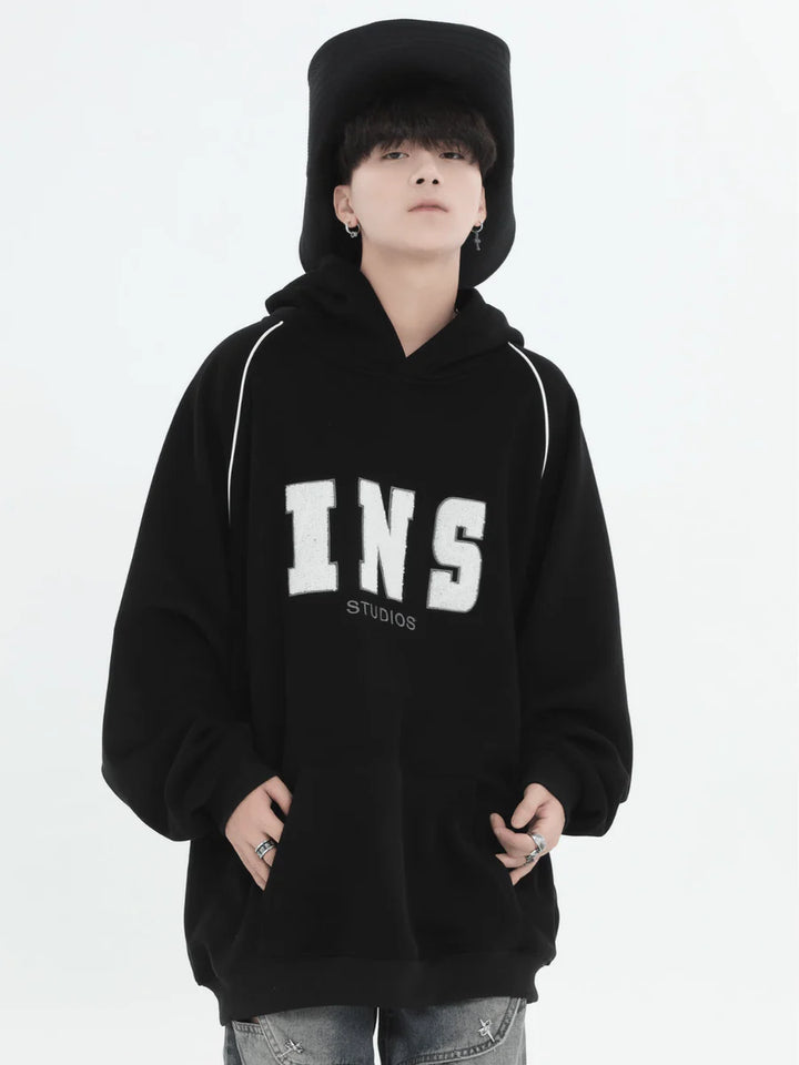 [INSstudios] AMERICAN FLOCKED LOGO HOODED ST560