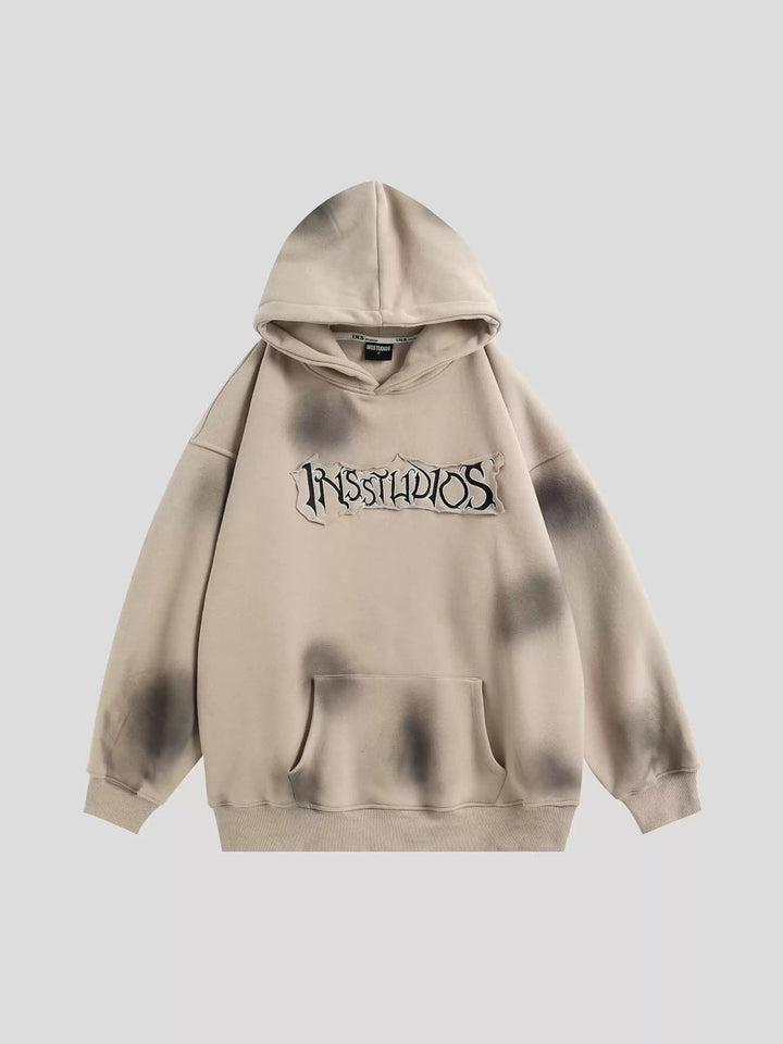 [INSstudios] SPRAY PAINT LOGO LOOSE HOODIE ST1199