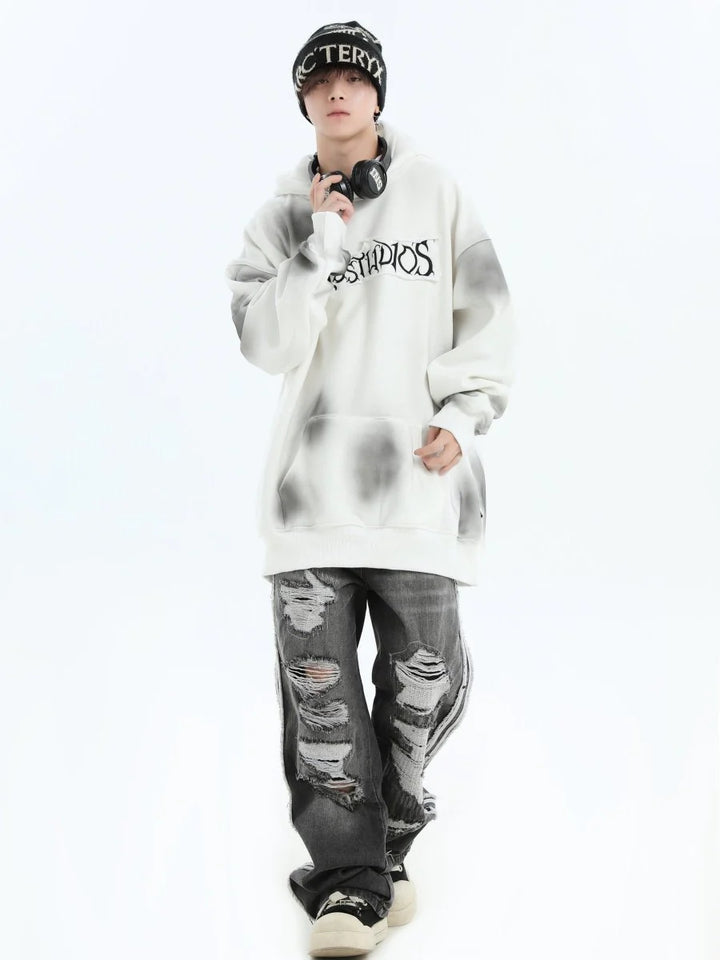 [INSstudios] SPRAY PAINT LOGO LOOSE HOODIE ST1199