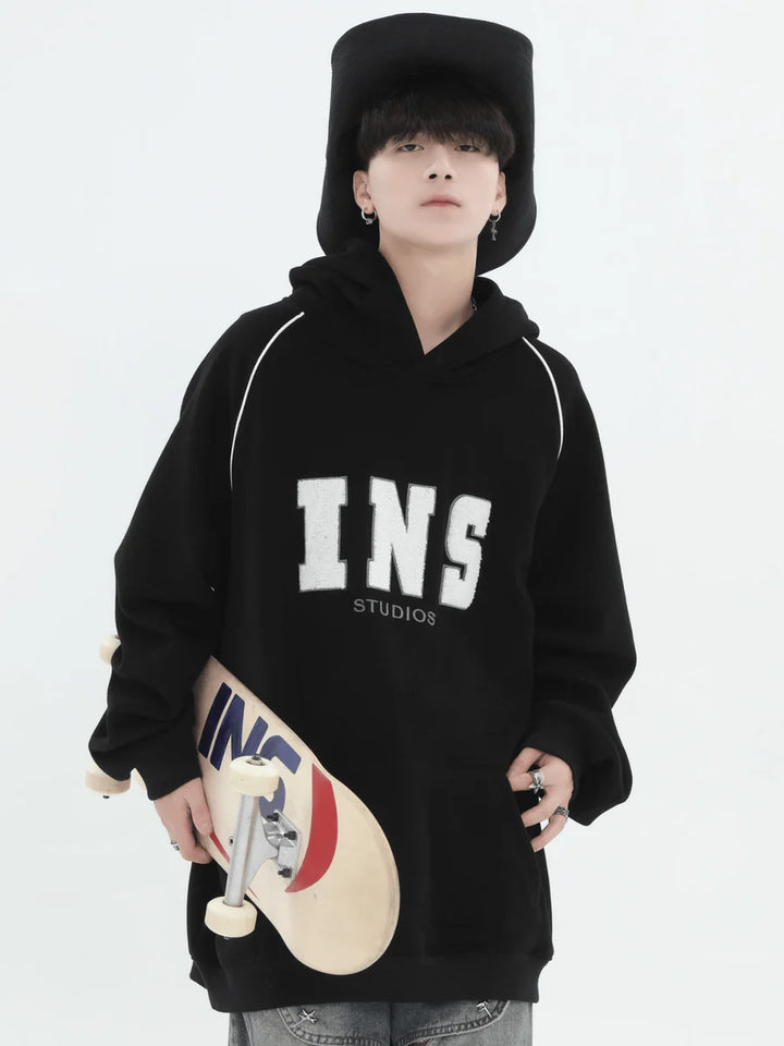 [INSstudios] AMERICAN FLOCKED LOGO HOODED ST560