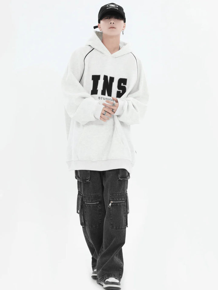 [INSstudios] AMERICAN FLOCKED LOGO HOODED ST560