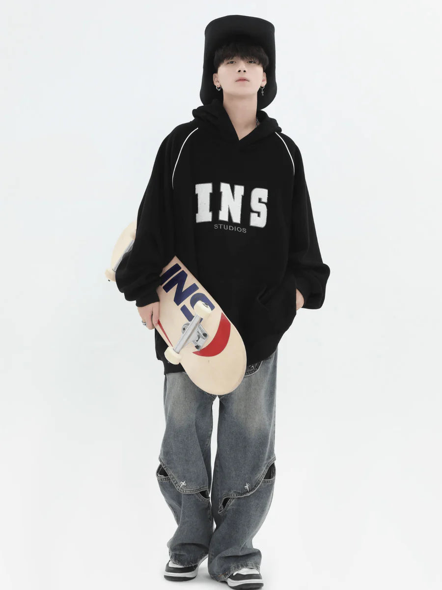 [INSstudios] AMERICAN FLOCKED LOGO HOODED ST560
