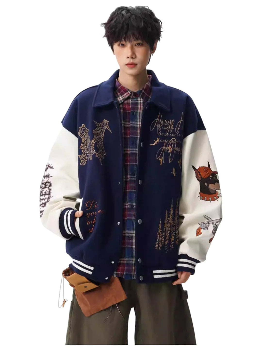 [W.K] PATCHED VARSITY EMBROIDERED JACKET st5030