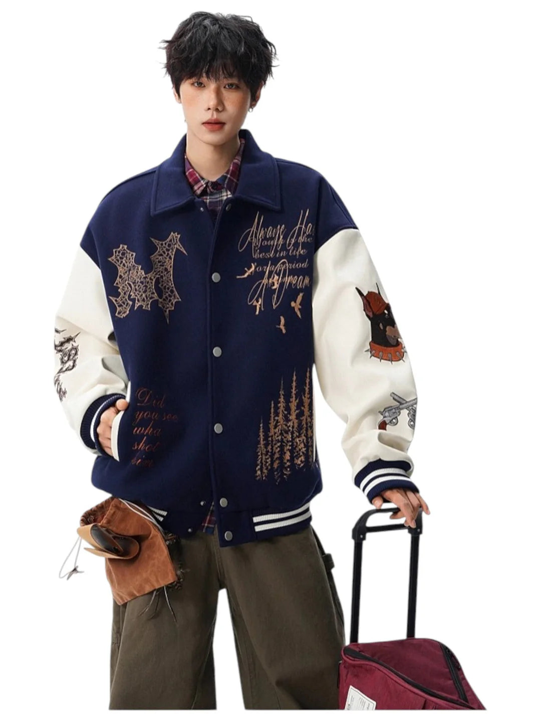 [W.K] PATCHED VARSITY EMBROIDERED JACKET st5030