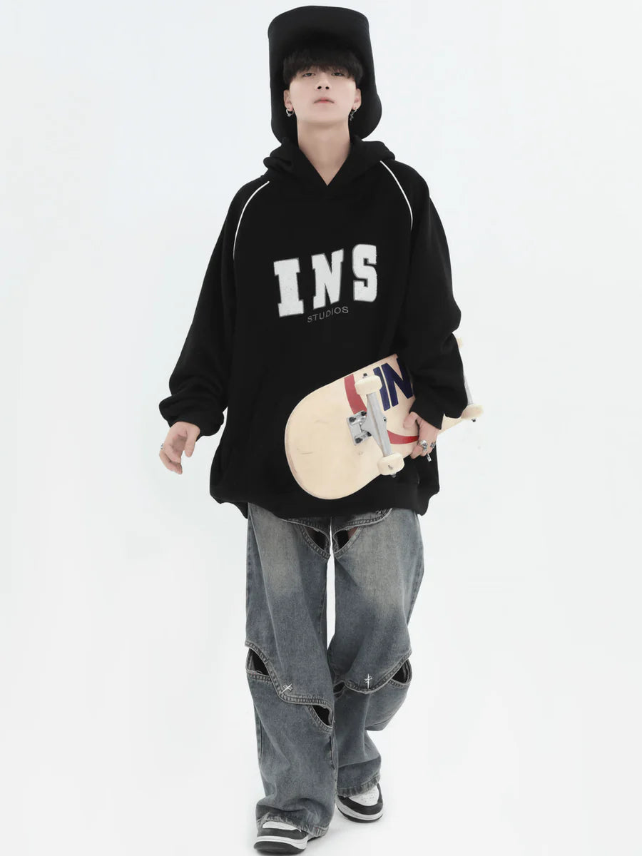 [INSstudios] AMERICAN FLOCKED LOGO HOODED ST560