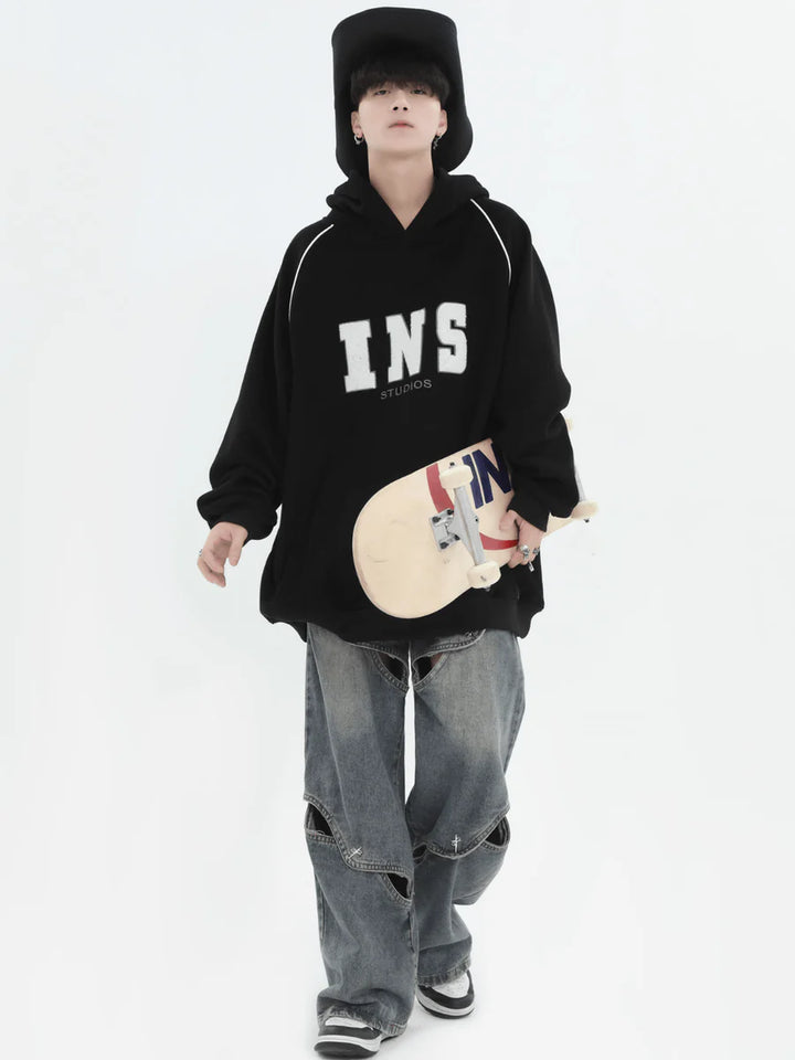 [INSstudios] AMERICAN FLOCKED LOGO HOODED ST560