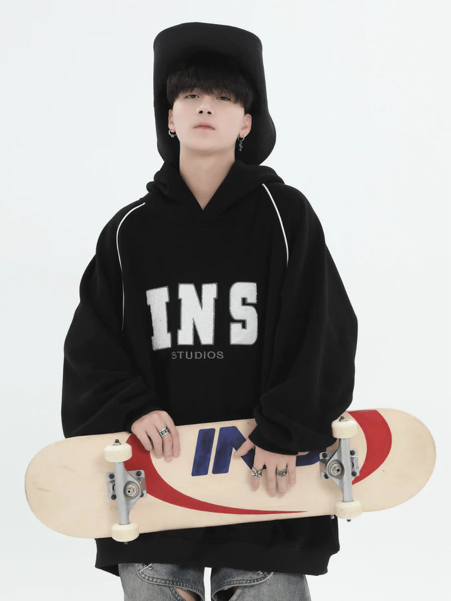 [INSstudios] AMERICAN FLOCKED LOGO HOODED ST560