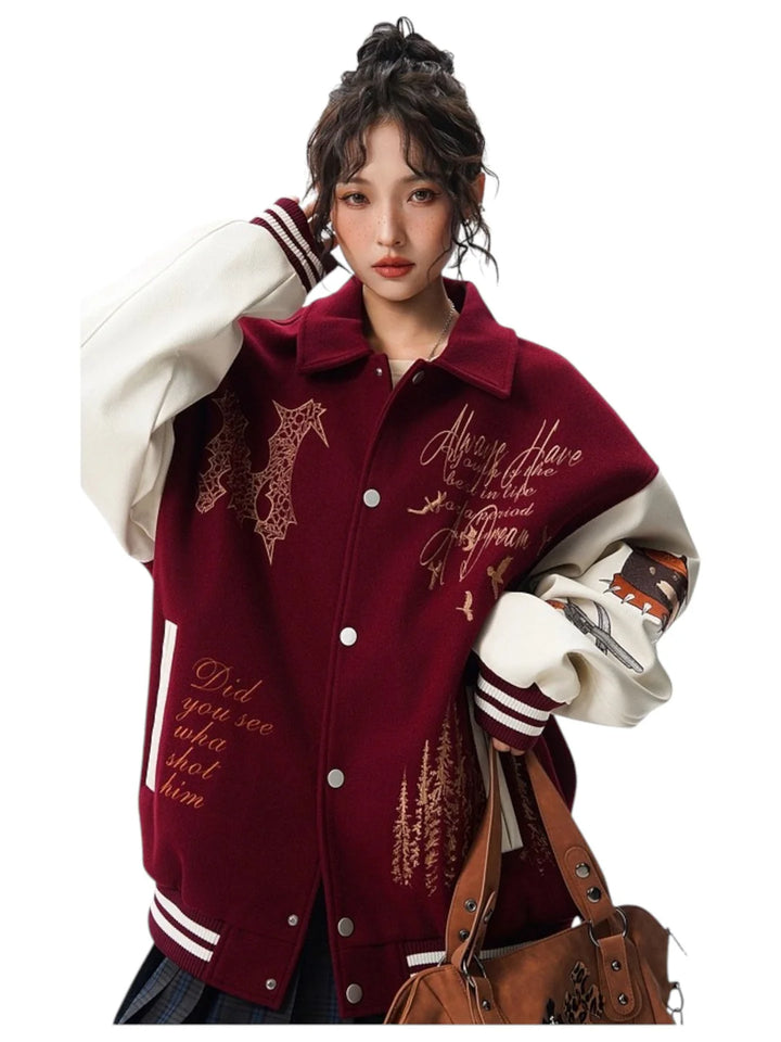 [W.K] PATCHED VARSITY EMBROIDERED JACKET st5030