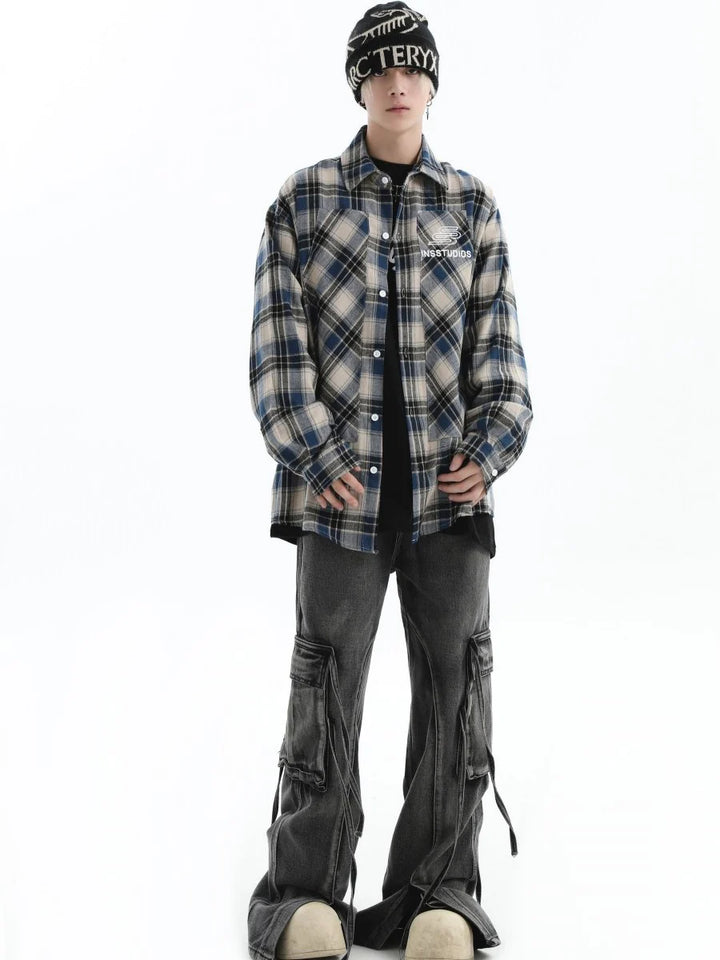 [INSstudios] MULTI-POCKET LOOSE STRAIGHT LONG JEANS ST1210