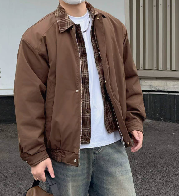 LAYERED PLAID WORK JACKET st5083