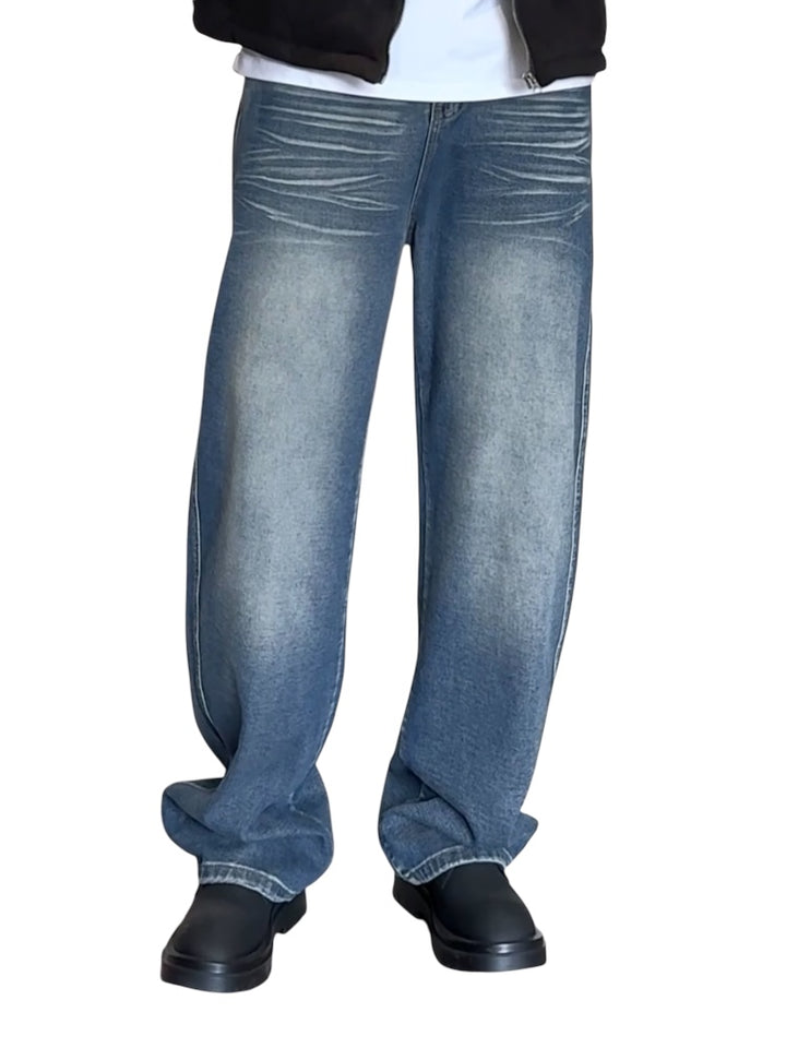 WASHED DRAPE STRAIGHT JEANS st5057