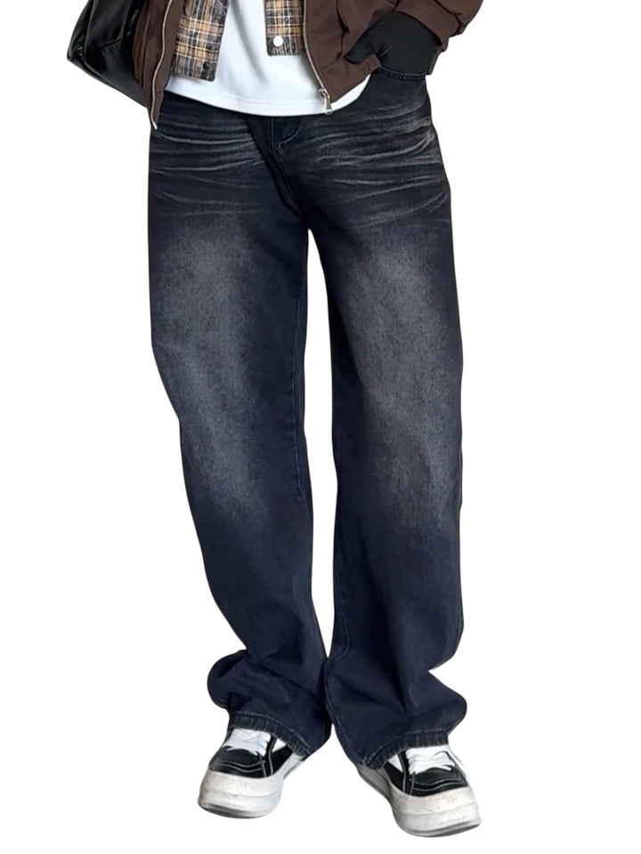 WASHED DRAPE STRAIGHT JEANS st5057