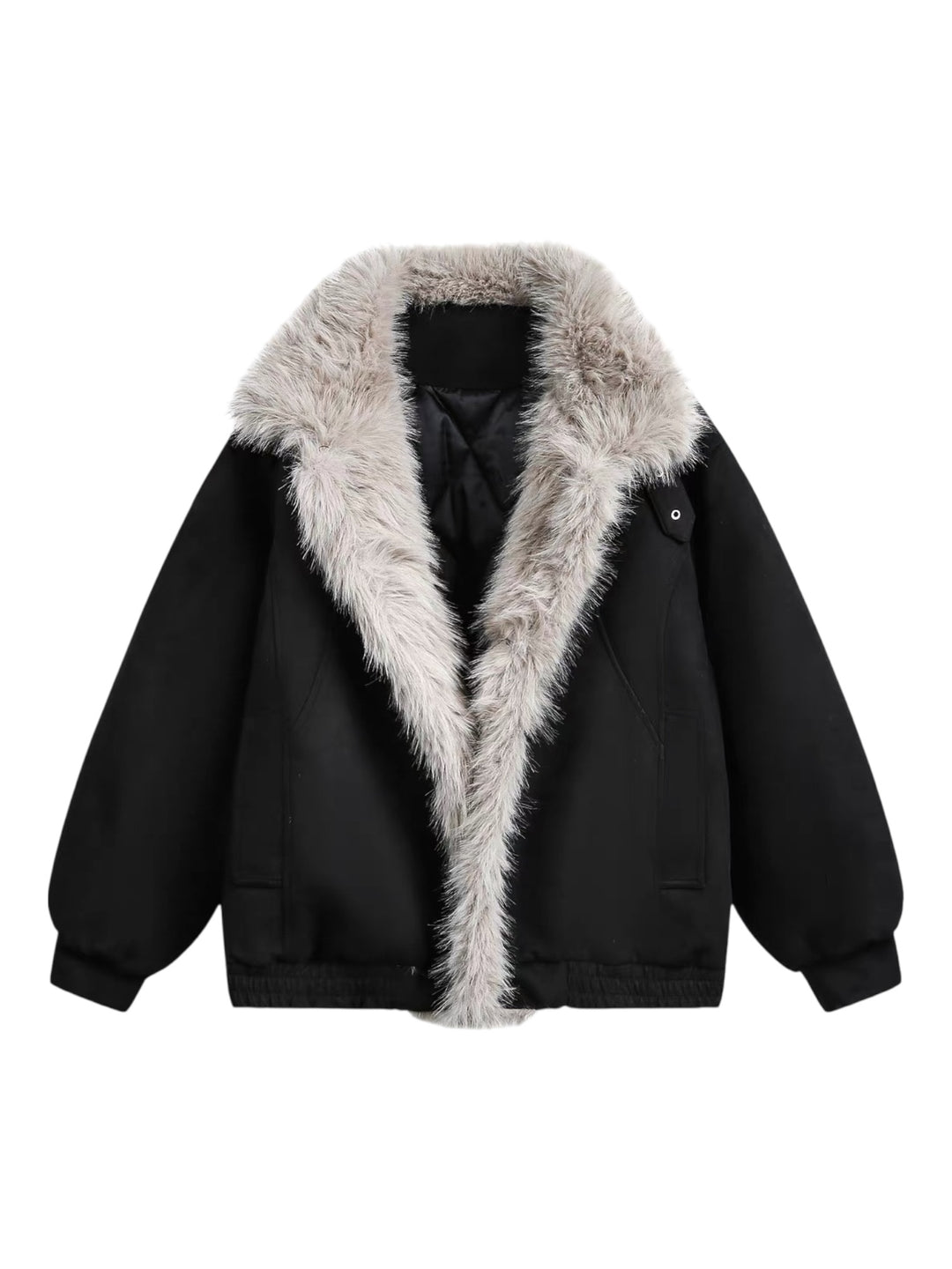FAUX SUEDE FUR-TRIM PADDED JACKET st5087