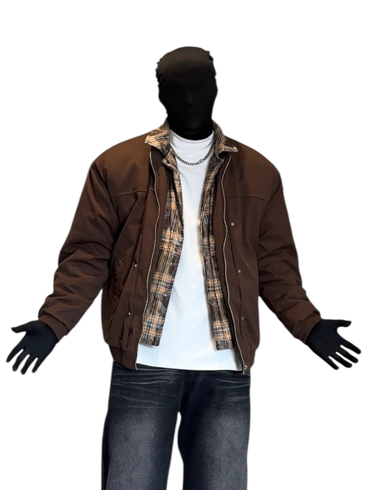 LAYERED PLAID WORK JACKET st5083