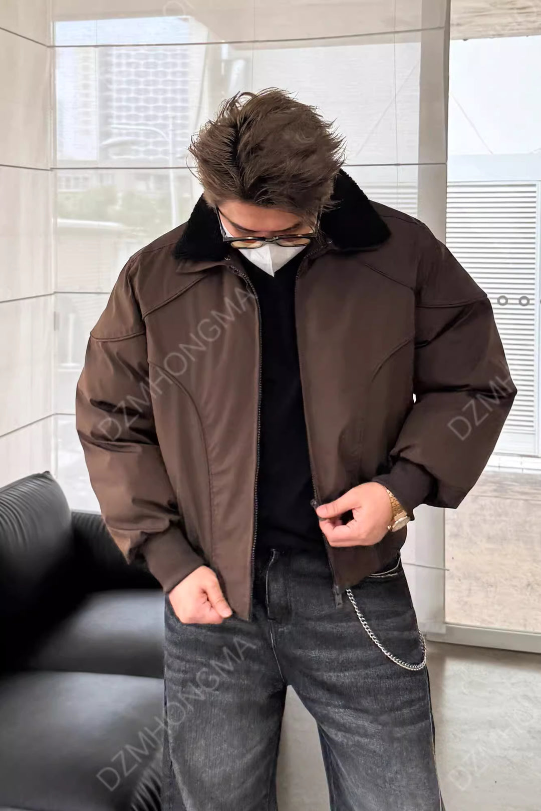 DETACHABLE-COLLAR CROPPED JACKET 5082