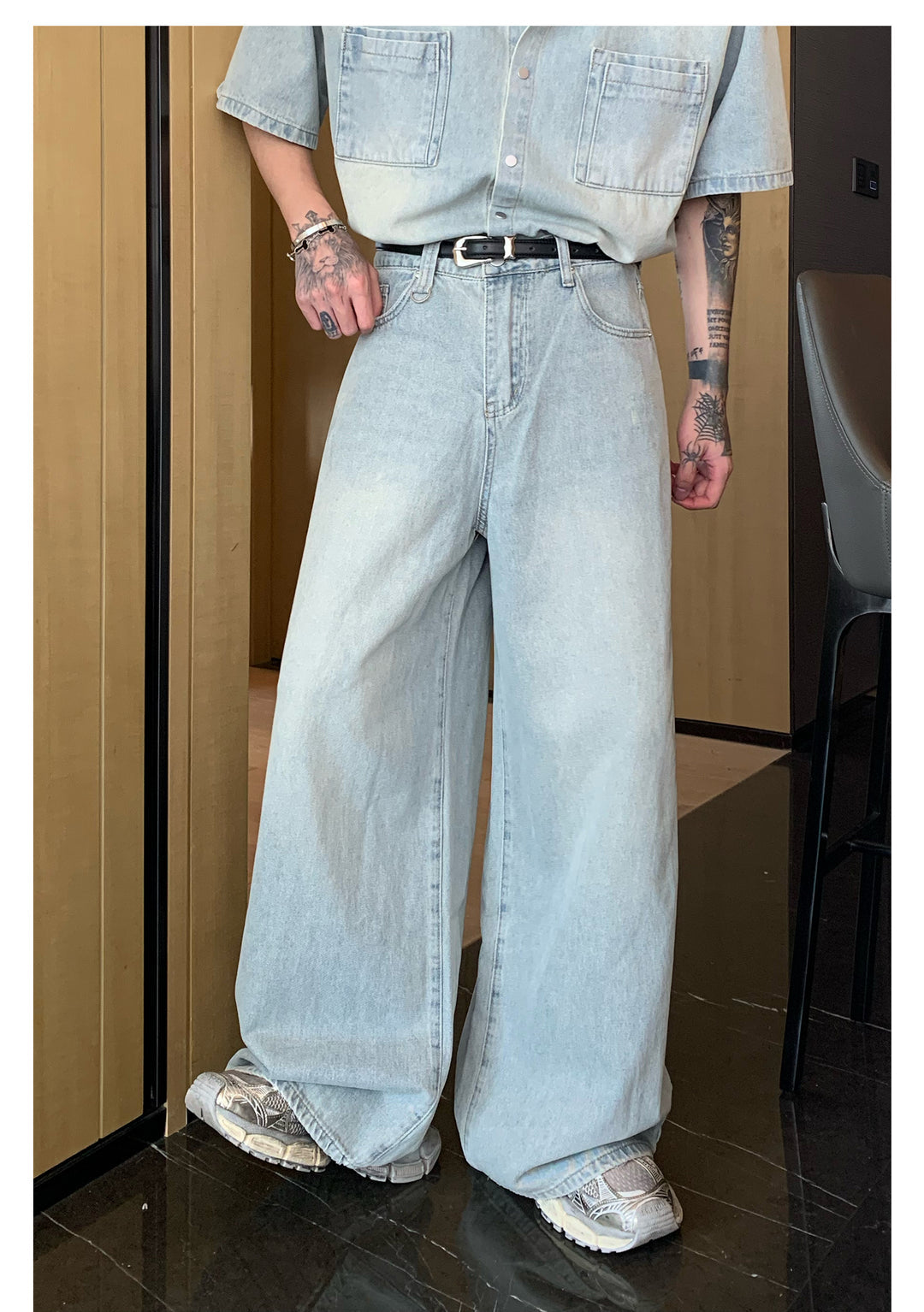 [CUIBUJU] Niche made washed denim set up st1720