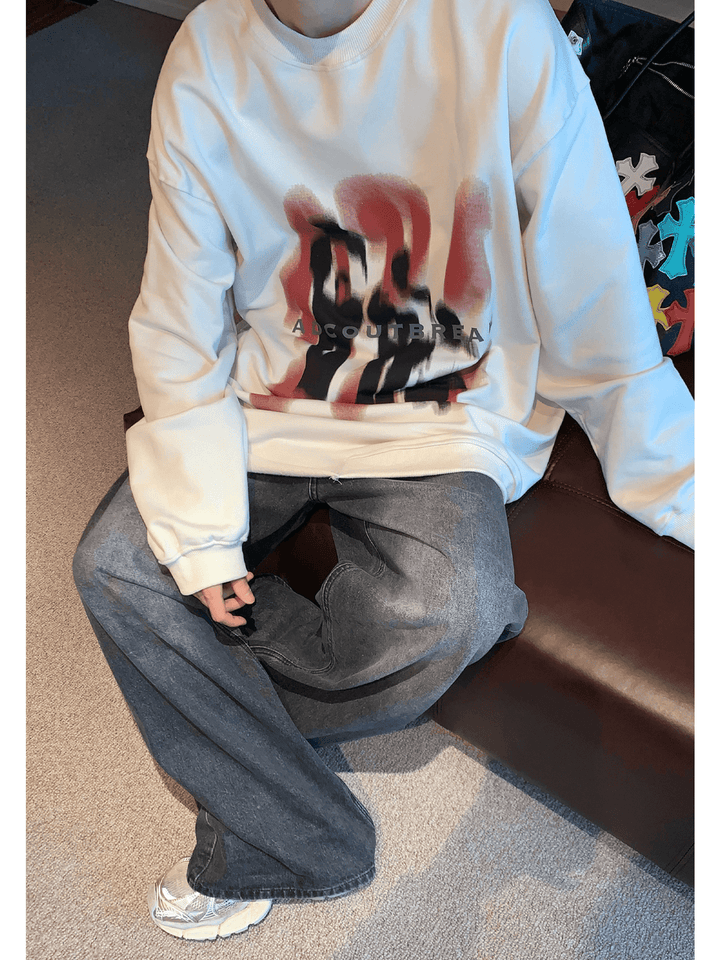 [CUIBUJU] color contrast printing sweater ST1846