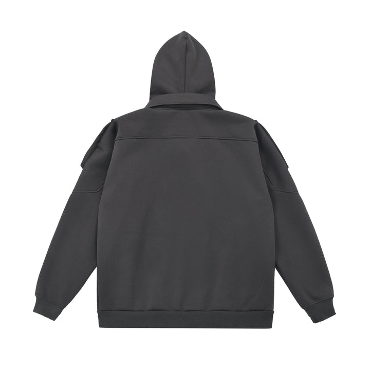 LAYERED-LOOK STAND-COLLAR ZIP HOODIE TT001